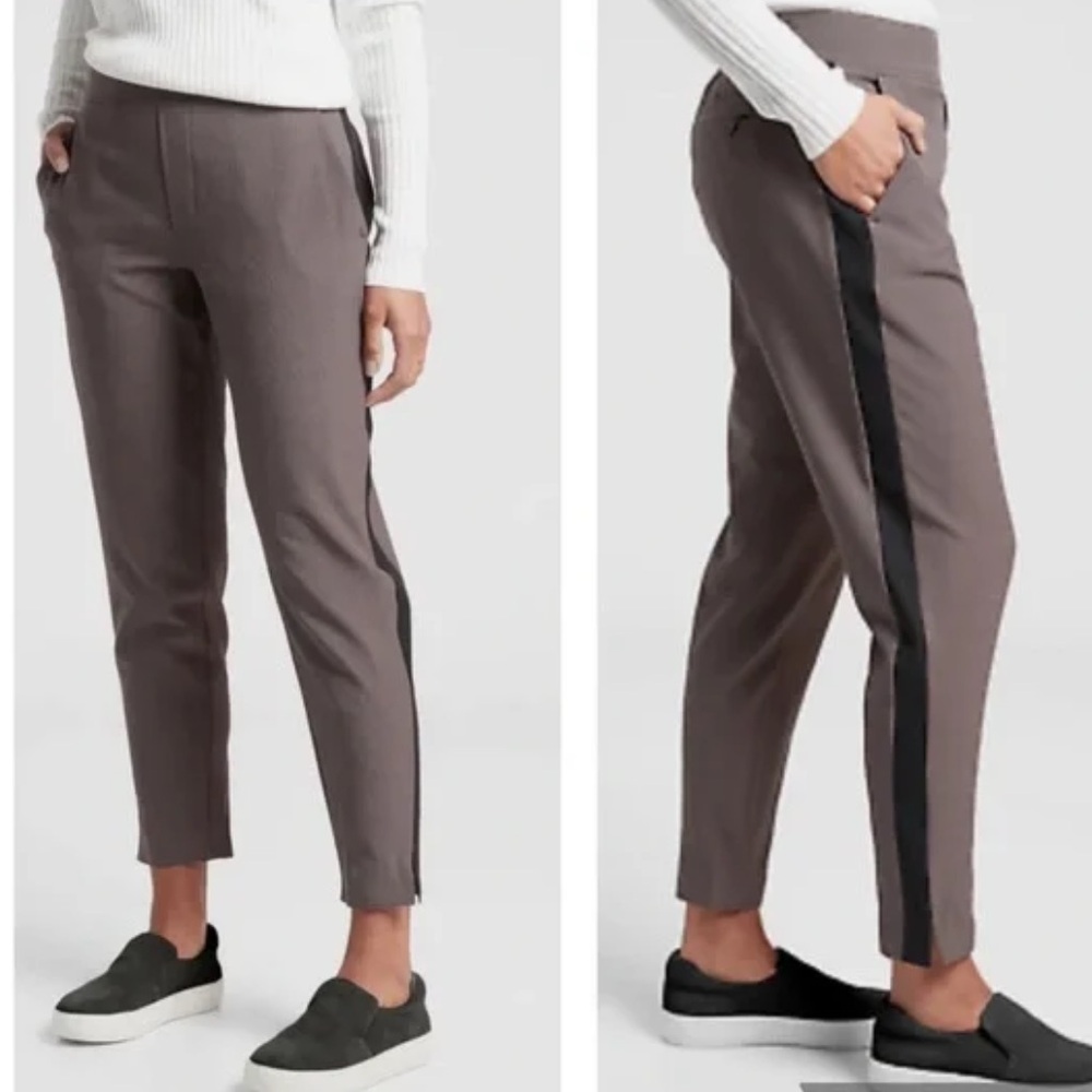 Athleta Brooklyn Black and Gray Plaid Ankle Pant Size 4